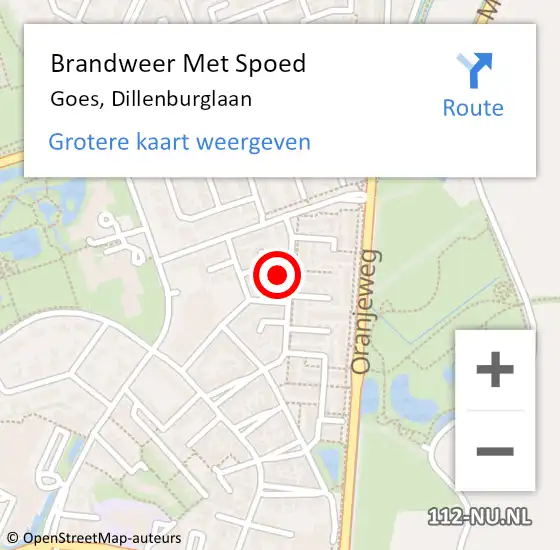 Locatie op kaart van de 112 melding: Brandweer Met Spoed Naar Goes, Dillenburglaan op 29 november 2015 22:17