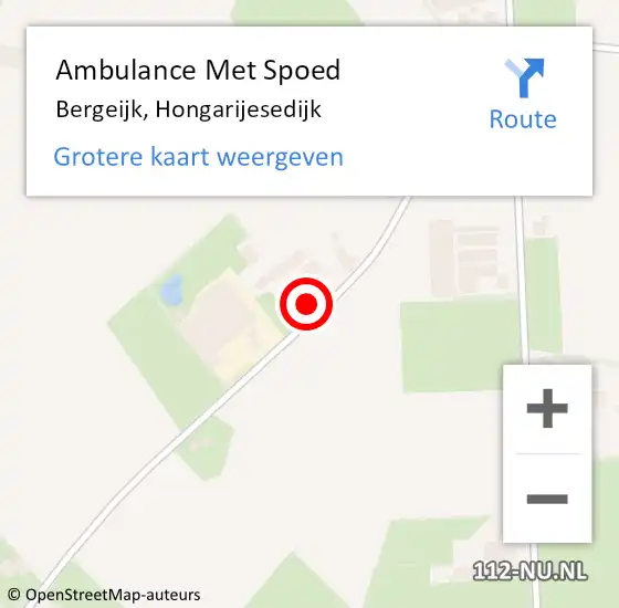 Locatie op kaart van de 112 melding: Ambulance Met Spoed Naar Bergeijk, Hongarijesedijk op 29 november 2015 22:35