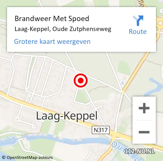 Locatie op kaart van de 112 melding: Brandweer Met Spoed Naar Laag-Keppel, Oude Zutphenseweg op 29 november 2015 22:48