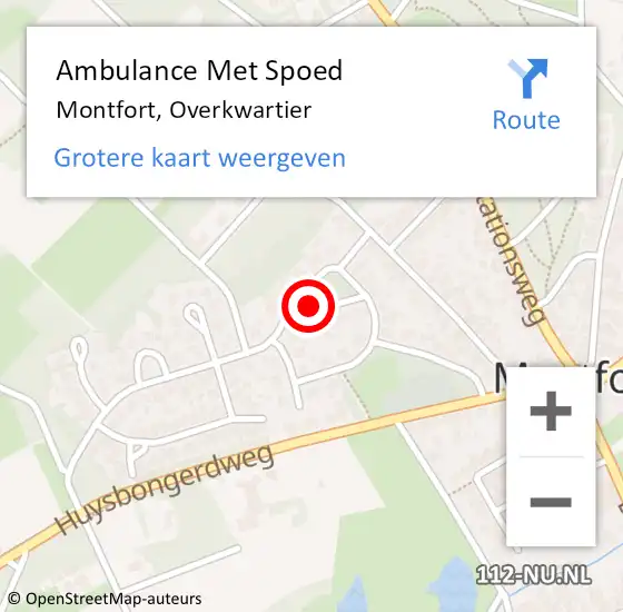 Locatie op kaart van de 112 melding: Ambulance Met Spoed Naar Montfort, Overkwartier op 28 november 2013 13:55