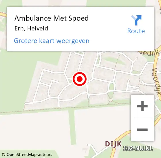 Locatie op kaart van de 112 melding: Ambulance Met Spoed Naar Erp, Heiveld op 29 november 2015 23:33