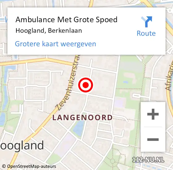 Locatie op kaart van de 112 melding: Ambulance Met Grote Spoed Naar Hoogland, Berkenlaan op 29 november 2015 23:36