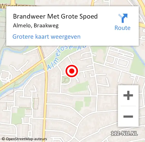 Locatie op kaart van de 112 melding: Brandweer Met Grote Spoed Naar Almelo, Braakweg op 30 november 2015 02:28