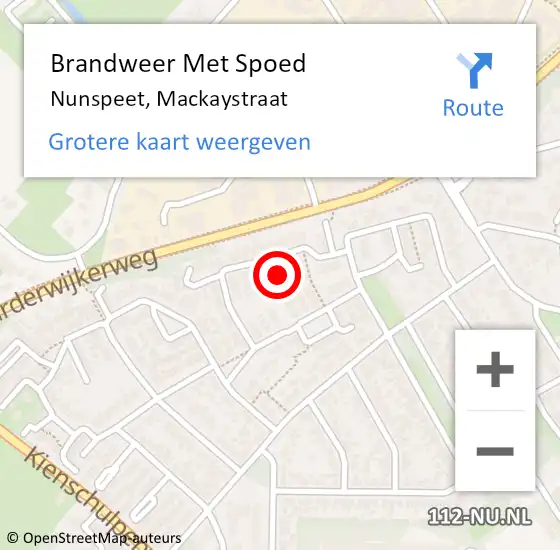 Locatie op kaart van de 112 melding: Brandweer Met Spoed Naar Nunspeet, Mackaystraat op 30 november 2015 02:28