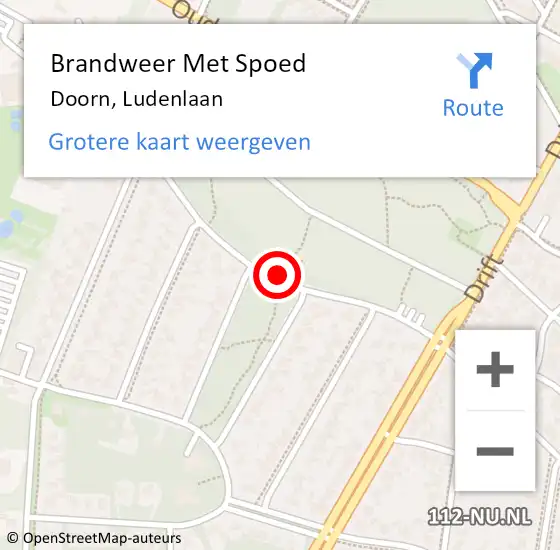 Locatie op kaart van de 112 melding: Brandweer Met Spoed Naar Doorn, Ludenlaan op 30 november 2015 03:19