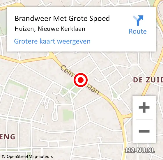 Locatie op kaart van de 112 melding: Brandweer Met Grote Spoed Naar Huizen, Nieuwe Kerklaan op 14 september 2013 08:54