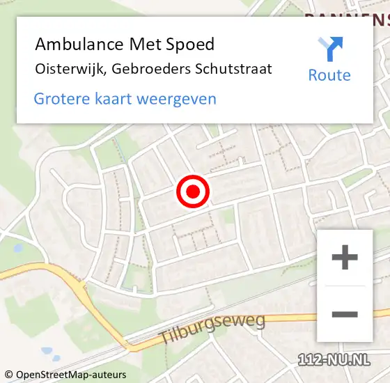 Locatie op kaart van de 112 melding: Ambulance Met Spoed Naar Oisterwijk, Gebroeders Schutstraat op 30 november 2015 09:22