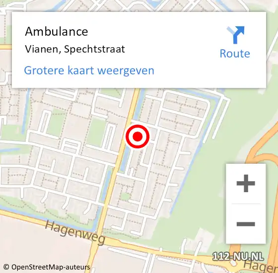 Locatie op kaart van de 112 melding: Ambulance Vianen, Spechtstraat op 30 november 2015 09:23