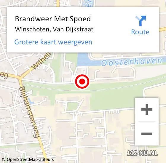 Locatie op kaart van de 112 melding: Brandweer Met Spoed Naar Winschoten, Van Dijkstraat op 28 november 2013 14:29