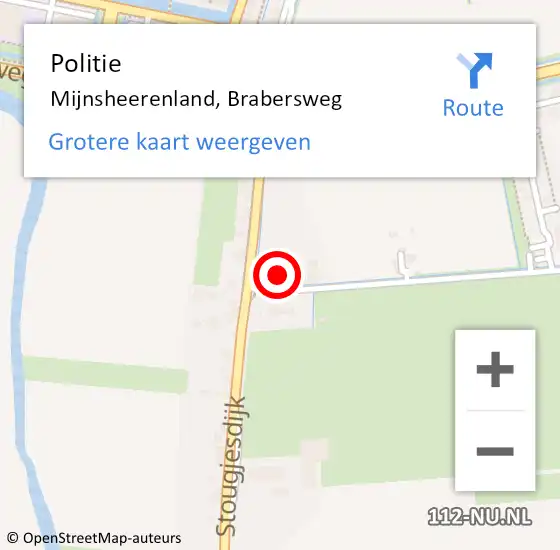 Locatie op kaart van de 112 melding: Politie Mijnsheerenland, Brabersweg op 30 november 2015 10:31