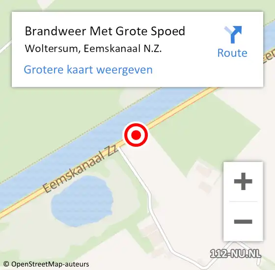 Locatie op kaart van de 112 melding: Brandweer Met Grote Spoed Naar Woltersum, Eemskanaal N.Z. op 30 november 2015 10:53