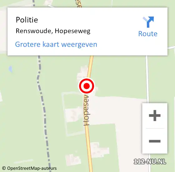 Locatie op kaart van de 112 melding: Politie Renswoude, Hopeseweg op 30 november 2015 11:44