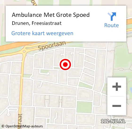Locatie op kaart van de 112 melding: Ambulance Met Grote Spoed Naar Drunen, Freesiastraat op 30 november 2015 12:08