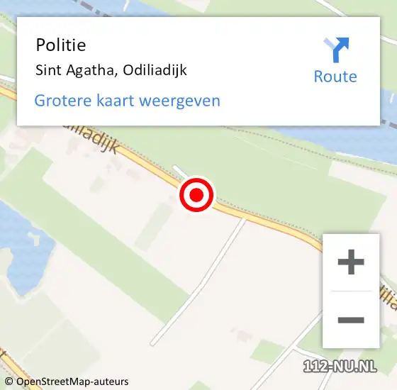 Locatie op kaart van de 112 melding: Politie Sint Agatha, Odiliadijk op 28 november 2013 14:42