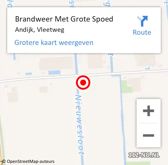 Locatie op kaart van de 112 melding: Brandweer Met Grote Spoed Naar Andijk, Vleetweg op 30 november 2015 12:56