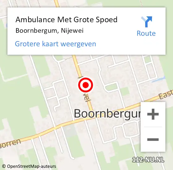 Locatie op kaart van de 112 melding: Ambulance Met Grote Spoed Naar Boornbergum, Nijewei op 30 november 2015 13:41