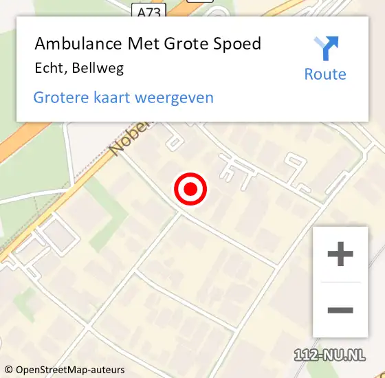 Locatie op kaart van de 112 melding: Ambulance Met Grote Spoed Naar Echt, Bellweg op 30 november 2015 15:08