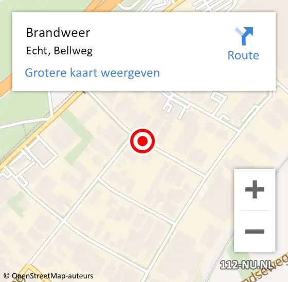 Locatie op kaart van de 112 melding: Brandweer Echt, Bellweg op 30 november 2015 15:08