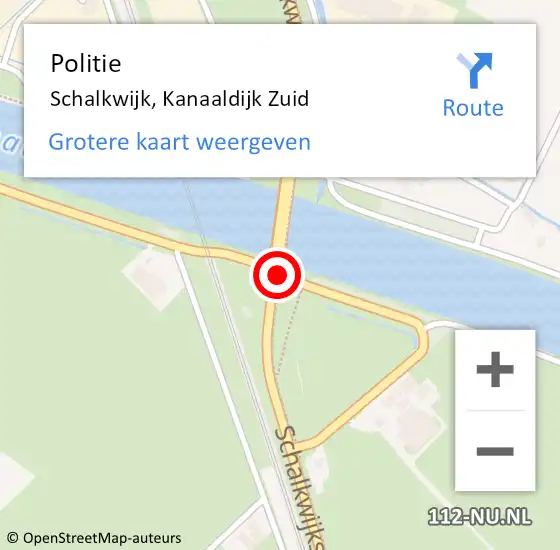 Locatie op kaart van de 112 melding: Politie Schalkwijk, Kanaaldijk Zuid op 28 november 2013 15:05