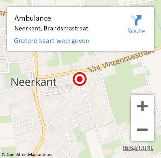 Locatie op kaart van de 112 melding: Ambulance Neerkant, Brandsmastraat op 30 november 2015 15:50