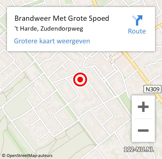 Locatie op kaart van de 112 melding: Brandweer Met Grote Spoed Naar 't Harde, Zudendorpweg op 30 november 2015 15:56