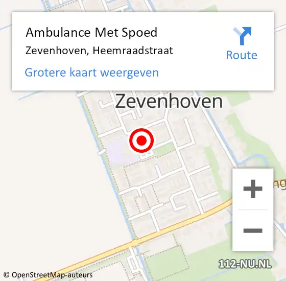 Locatie op kaart van de 112 melding: Ambulance Met Spoed Naar Zevenhoven, Heemraadstraat op 30 november 2015 16:11