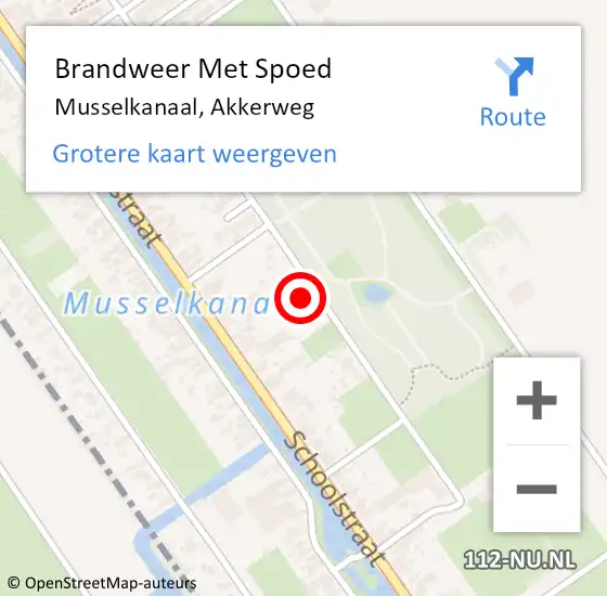 Locatie op kaart van de 112 melding: Brandweer Met Spoed Naar Musselkanaal, Akkerweg op 30 november 2015 16:17