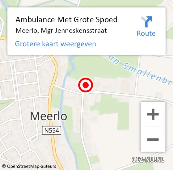 Locatie op kaart van de 112 melding: Ambulance Met Grote Spoed Naar Meerlo, Mgr Jenneskensstraat op 30 november 2015 16:27