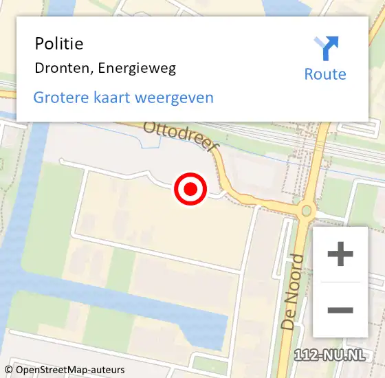 Locatie op kaart van de 112 melding: Politie Dronten, Energieweg op 30 november 2015 16:52