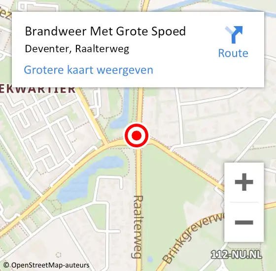 Locatie op kaart van de 112 melding: Brandweer Met Grote Spoed Naar Deventer, Raalterweg op 30 november 2015 16:54