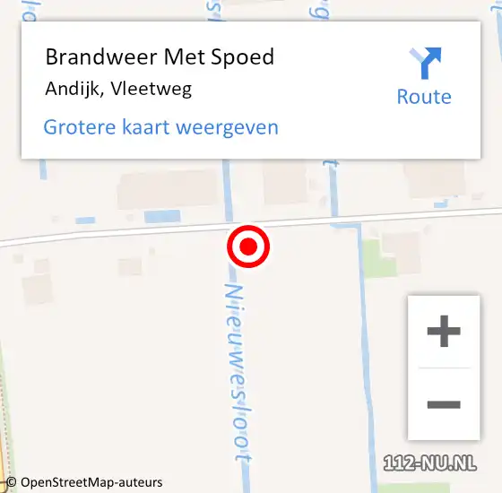 Locatie op kaart van de 112 melding: Brandweer Met Spoed Naar Andijk, Vleetweg op 30 november 2015 17:13