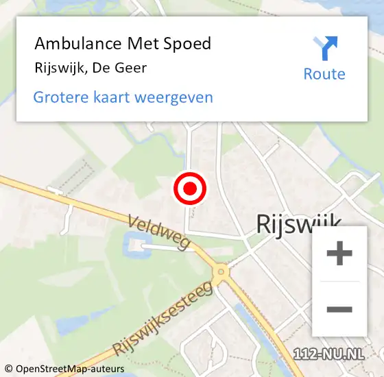 Locatie op kaart van de 112 melding: Ambulance Met Spoed Naar Rijswijk, De Geer op 30 november 2015 18:05