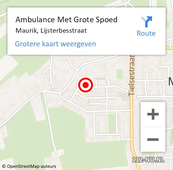 Locatie op kaart van de 112 melding: Ambulance Met Grote Spoed Naar Maurik, Lijsterbesstraat op 30 november 2015 18:44