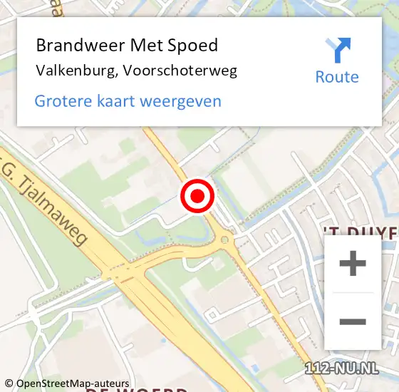 Locatie op kaart van de 112 melding: Brandweer Met Spoed Naar Valkenburg, Voorschoterweg op 30 november 2015 18:49