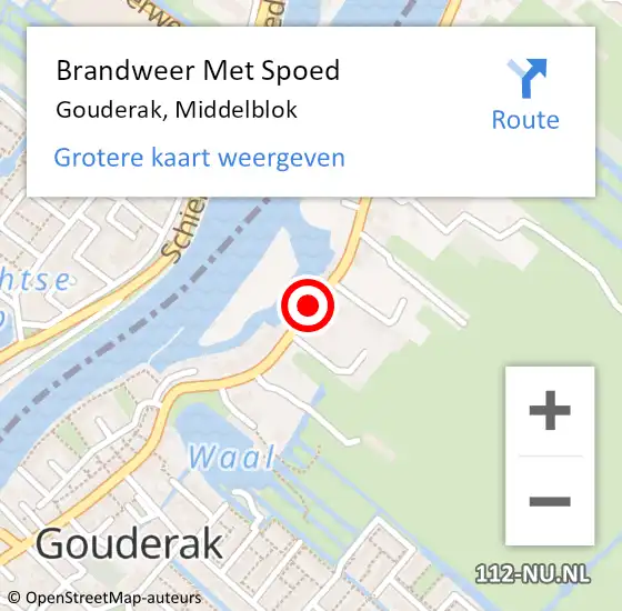 Locatie op kaart van de 112 melding: Brandweer Met Spoed Naar Gouderak, Middelblok op 30 november 2015 19:04