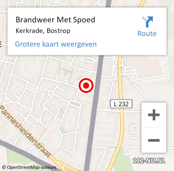 Locatie op kaart van de 112 melding: Brandweer Met Spoed Naar Kerkrade, Bostrop op 30 november 2015 19:37