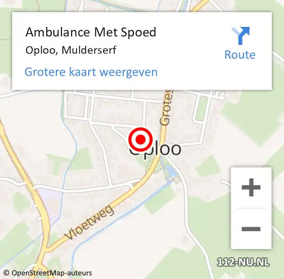 Locatie op kaart van de 112 melding: Ambulance Met Spoed Naar Oploo, Mulderserf op 30 november 2015 20:02