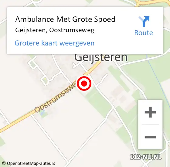 Locatie op kaart van de 112 melding: Ambulance Met Grote Spoed Naar Geijsteren, Oostrumseweg op 30 november 2015 20:39