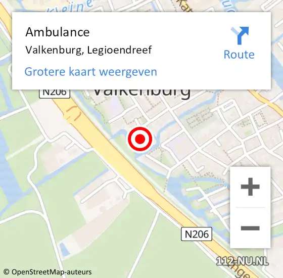 Locatie op kaart van de 112 melding: Ambulance Valkenburg, Legioendreef op 30 november 2015 20:41