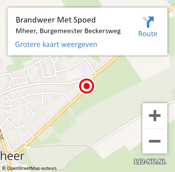 Locatie op kaart van de 112 melding: Brandweer Met Spoed Naar Mheer, Burgemeester Beckersweg op 30 november 2015 21:17
