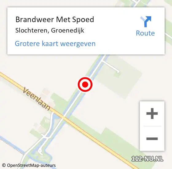 Locatie op kaart van de 112 melding: Brandweer Met Spoed Naar Slochteren, Groenedijk op 30 november 2015 22:56