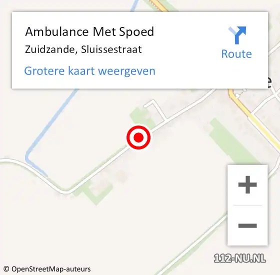 Locatie op kaart van de 112 melding: Ambulance Met Spoed Naar Zuidzande, Sluissestraat op 30 november 2015 23:15