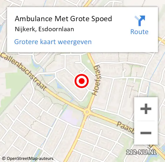 Locatie op kaart van de 112 melding: Ambulance Met Grote Spoed Naar Nijkerk, Esdoornlaan op 30 november 2015 23:41