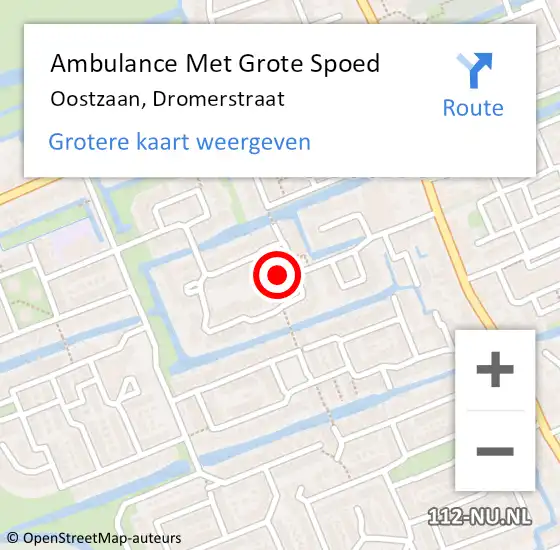 Locatie op kaart van de 112 melding: Ambulance Met Grote Spoed Naar Oostzaan, Dromerstraat op 1 december 2015 00:09