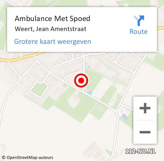 Locatie op kaart van de 112 melding: Ambulance Met Spoed Naar Weert, Jean Amentstraat op 1 december 2015 00:13