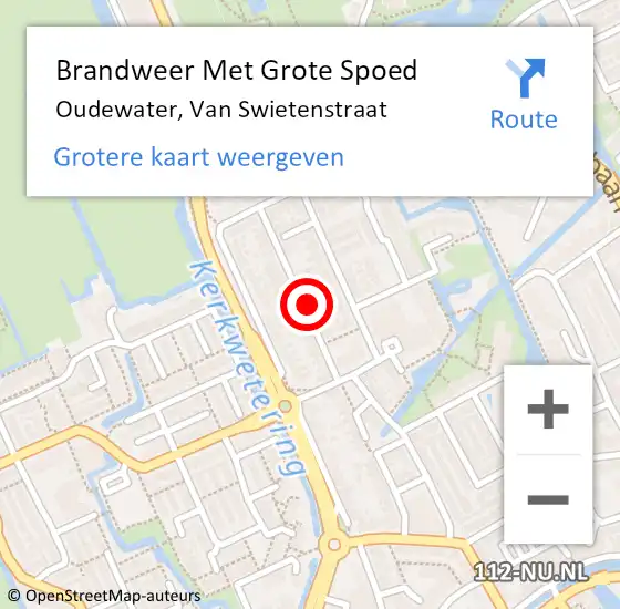 Locatie op kaart van de 112 melding: Brandweer Met Grote Spoed Naar Oudewater, Van Swietenstraat op 1 december 2015 00:14