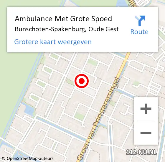 Locatie op kaart van de 112 melding: Ambulance Met Grote Spoed Naar Bunschoten-Spakenburg, Oude Gest op 1 december 2015 01:33