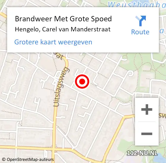 Locatie op kaart van de 112 melding: Brandweer Met Grote Spoed Naar Hengelo, Carel van Manderstraat op 1 december 2015 01:59