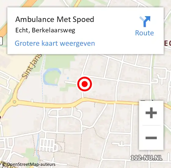 Locatie op kaart van de 112 melding: Ambulance Met Spoed Naar Echt, Berkelaarsweg op 1 december 2015 02:08