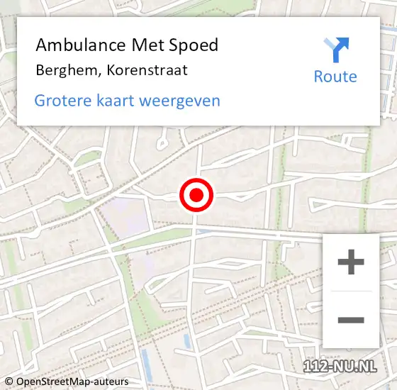 Locatie op kaart van de 112 melding: Ambulance Met Spoed Naar Berghem, Korenstraat op 1 december 2015 02:55